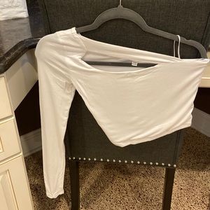Cropped white - off the shoulder top - size XS